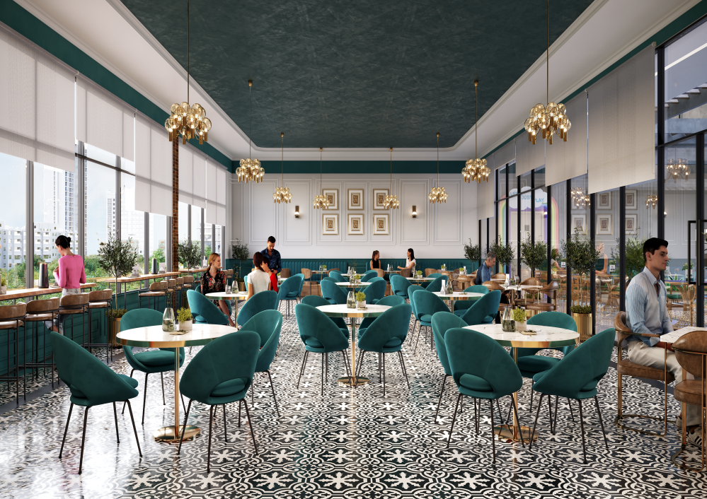 Residents' lounge and cafe at Manhattan by Rosa
